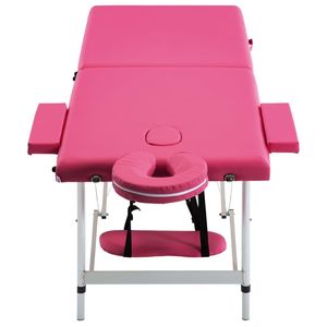 Table de massage pliable en aluminium rose à 2 zones et lit de massage - Product Image 3