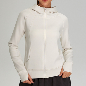 Fashion Running Fitness Sports Tops Slim Casual Long Sleeve Hoodie Sweater Full <b>Zip</b> <b>Hooded</b> Sweatshirt Yoga Jacket for Women - Product Image 1