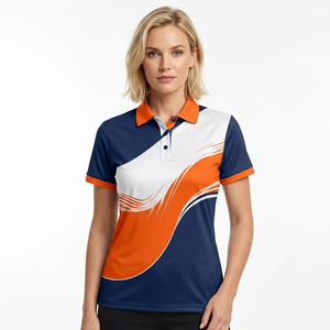 Men's Short Sleeve <b>Polo</b> Shirt Abstract Print <b>Orange</b> Navy White Color Block Quick Dry Knitted Polyester Casual Fit - Product Image 3