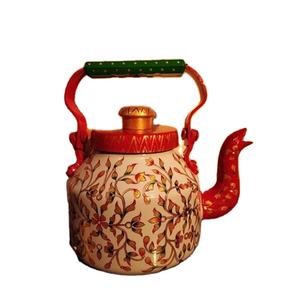 Nouvelle théière décorative artisanale écologique Art Déco, motifs floraux vibrants, motifs indiens traditionnels, Diwali - Product Image 1