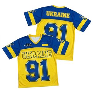 Camiseta de Fútbol de Ucrania Unisex con Cuello en V, Manga Corta, Sublimada, Transpirable, de Malla de Poliéster, Estilo Americano - Product Image 1