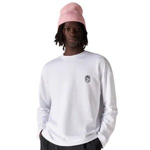 T-shirt blanc à manches longues pour homme avec petit logo sur la poitrine, col rond, en coton, style streetwear décontracté, idéal pour le quotidien - Product Image 6