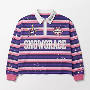 Chemise en jersey à manches longues rayée pour femme Snowgrace, logo brodé, design étoile en strass, coupe classique, vêtements pour toutes les saisons - Product Image 1