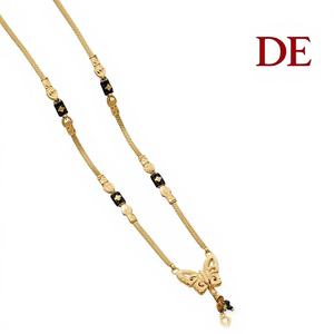 Collar Mangalsutra de Lujo en Oro de 22K con Colgante Floral y Cadena de Cuentas Negras, Joyería India para Bodas, para Mujer, 11 Gramos - Product Image 1