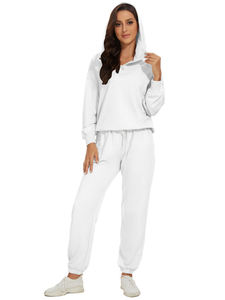 ชุดเซ็ตวอร์มลำลองสำหรับผู้ชาย แบบสวมใส่ได้ทั้งชายและหญิง สกรีนโลโก้ได้ตามต้องการ เหมาะสำหรับฤดูหนาว มีฮู้ดและกางเกงจ็อกเกอร์ ลายเรียบ สีพื้น ชุดสองชิ้นเข้าชุดกัน - Product Image 6