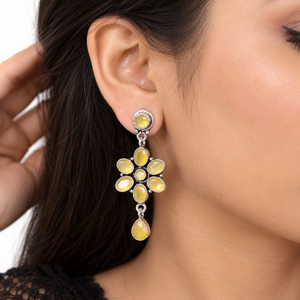 Pendientes Colgantes de Flor Multicolor de Latón Oxidado Plateado para Mujer al por Mayor con Engaste Monalisa |   Joyería Bohemia para Bodas ARTS - Product Image 2