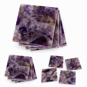 Posavasos Cuadrado de Amatista Chevron Natural, Cristal Morado Pulido a Mano, Decoración de Mesa, Meditación, Reiki, Energía, Feng Shui, Amor - Product Image 6