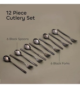 Ensemble de couverts modernes en or rose, finition mate, résistant au lave-vaisselle, couverts en métal pour les dîners de mariage - Product Image 2