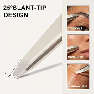 Meilleur produit : pince à épiler personnalisée à pointe inclinée et pointue pour les sourcils, pince à épiler pour poils incarnés du visage, best-seller - Product Image 3