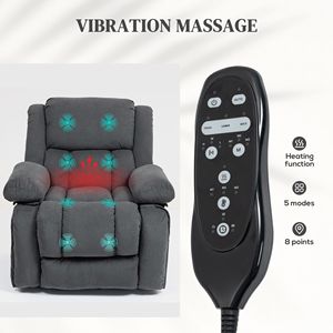 Poltrona Reclinabile Elettrica per Adulti Grigia, Imbottita con USB, Massaggio a Vibrazione Intelligente e Tasche Laterali Riscaldate - Product Image 5