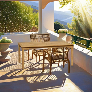 Mesa de Comedor de Teca Sólida No Plegable 180x90x75H CM, Muebles de Exterior Premium para Hogares, Hoteles y Villas, Diseño Minimalista y Duradero - Product Image 3