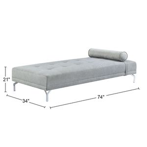 Divano Letto in Velluto Grigio Melange con Cuscino, Comodo Arredamento per la Casa - Product Image 3