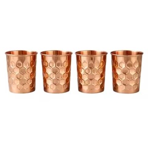 Ensemble de 2 verres à boire martelés en cuivre pur de qualité supérieure, faits à la main, écologiques, pour mariage, maison, hôtel, restaurant - En promotion - Product Image 6