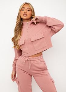 Conjunto Deportivo de 2 Piezas para Mujer, con Capucha, Transpirable, con Logotipo Personalizado, para Fitness, Jogging, Casual, Deportivo, con Patrón Sólido, para Deportes de Invierno - Product Image 2