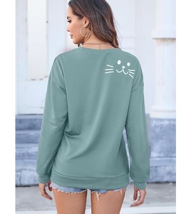 New Collection Luxury Long Sleeve Neck Shoulder Slope Printed Comfortable Casual Women's Cotton Sweatshirt Winter Custom Front - Product Image 3