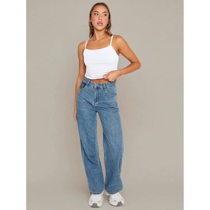 Top de Tirantes Finos para Mujer, Color Blanco Sólido, Cuello Redondo, Corte Ajustado, Minimalista, Tejido de Algodón y Elastano, Transpirable, Informal, para Verano - Product Image 4