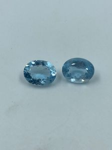 Aigue-marine naturelle de haute qualité, bleu ciel, taille ovale, pierres précieuses en vrac, 2 pièces, 3,25 carats, 7x9 mm, pour la fabrication de bijoux (bagues) - Product Image 2