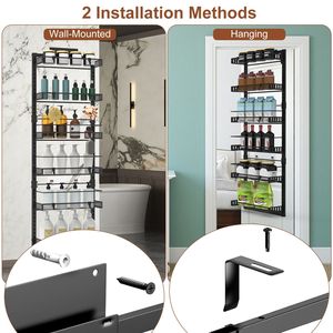 Organizzatore per Dispensa a 6 Ripiani in Acciaio al Carbonio da Appendere alla Porta, Capacità di Carico 110 LBS, Facile Installazione, Scaffale Portaoggetti - Product Image 6