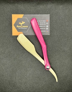 Rasoir manuel à lame droite professionnel en acier inoxydable, rasoir pliable pour barbe avec lame de sécurité - Product Image 1