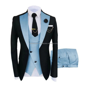 Men Suits 3 Pieces Tailored Best Man Groom Wedding Tuxedo Slim Fit Jacquard Two-color Blazer Jacket Vest Pants Tuxedo Clothing - Product Image 6