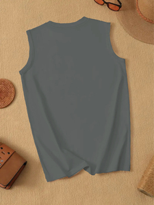 <b>Women's</b> Casual Knitted Spandex/Polyester Vest with Crew Neck Heat-Transfer Printed <b>Lemon</b> Branch Design Limoncello Favor Print - Product Image 4