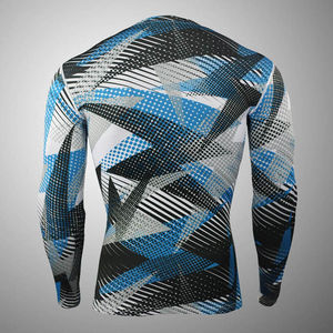 เสื้อรัดกล้ามเนื้อ Rash Guard ผ้าโพลีเอสเตอร์ 100% ระบายอากาศ แห้งเร็ว มีโลโก้ด้านหน้า เสื้อผ้าออกกำลังกาย MMA สำหรับผู้ชาย ขายส่ง OEM - Product Image 4