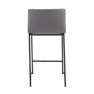 Set di 2 sgabelli da bar Mara da 26 pollici, in metallo nero e similpelle grigia, eleganti sgabelli da bar contemporanei - Product Image 5