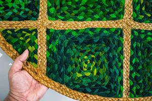 Hand Braided Jute Recycled Cotton Rug Wholesale Customizable Boho Home Decor Manufacturer India - Product Image 3