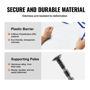 Sistema de Barrera Contra el Polvo de 12 Pies con 4 Postes Telescópicos y Bolsa de Transporte, Película Plástica para Diseños Decorativos para Postes de Barrera - Product Image 4