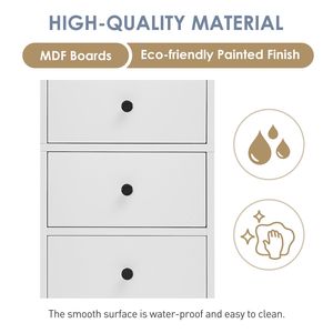 Mobile Bagno Alto Bianco Autoportante con 3 Cassetti e Ripiano Regolabile in MDF, Finitura Verniciata, Arredo Bagno - Product Image 4