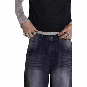 Pantalones Vaqueros Anchos de Mezclilla Lavada a la Piedra, Cintura Alta, Corte Holgado, de Algodón, Estilo Casual para Hombre, Otoño - Product Image 5