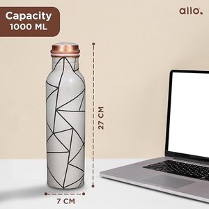 Botella de Agua de Cobre Puro Allo de 1 Litro |   Alcalino y Antioxidante |   Botella 100% a prueba de fugas, para oficina, gimnasio, moderna - Product Image 5