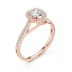 Bague de bureau pour femme en or rose 14 carats avec diamant de laboratoire rond |   Nouveau diamant cultivé - Product Image 4