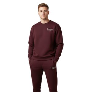 Conjunto de Sudadera con Capucha y Pantalones Deportivos Casuales de Invierno 2026 para Hombre, Talla Grande, 100% Algodón, Felpa, Cintura Elástica, Transpirable, con Bolsillos Laterales - Product Image 1