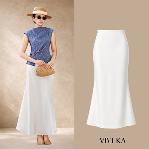 Women's Elegant White High Waist Mermaid <b>Maxi</b> Skirt Comfortable Office Casual Modern Fashion Style Spandex/Polyester MIREL - Product Image 1