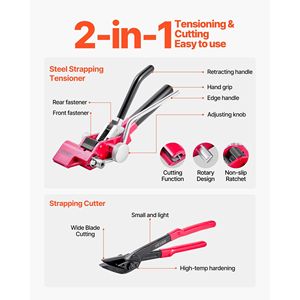 Kit di Imballaggio per Pallet Resistente con Cinghie in Acciaio da 400 Piedi, 400 Fermagli Metallici e Strumento di Sigillatura - Product Image 4