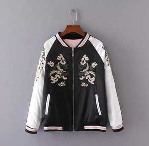 <b>Chinese</b> Style Embroidered Varsity <b>Jacket</b> Solid Pattern Single Button Closure Stand Collar Front Regular Fit Unisex Winter Wear - Product Image 3