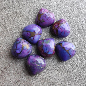 Cabochon Cœur en Cuivre Violet et Turquoise Poli, Dos Plat, Pierre Calibrée, Pierre Libre pour la Fabrication de Bijoux, Toutes Tailles Disponibles - Product Image 5