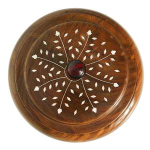 Masala Dani en bois artisanal |   Boîte à épices ronde avec 4 compartiments |   Conteneur de rangement pour la cuisine - Product Image 3