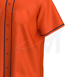 Camiseta de Béisbol Personalizada para Hombre, Color Naranja, Cuello en V, Botones, Transpirable, Poliéster, Manga Corta, Uniforme de Equipo con Nombre Impreso en la Espalda - Product Image 4