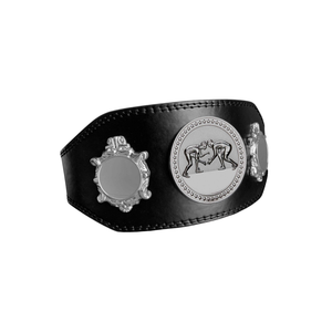 Cinturón de Campeonato de Lucha Libre Plateado con Diseño de Luchadores, Cinturón de Título Personalizable, Edición Premium de Colección - Product Image 1