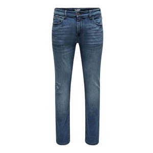 HAMIO SPORTS Jean en denim délavé coupe droite taille basse pour homme, en coton bleu, idéal pour l'automne - Product Image 3