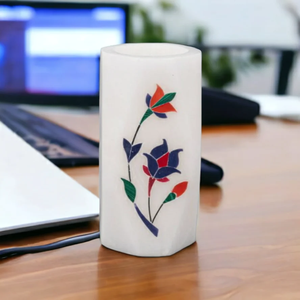 Best Quality <b>White</b> Marble <b>Pen</b> Holder With Flower Inlay Design For <b>Pens</b> And Markers Stationary Storage Crafts - Product Image 6