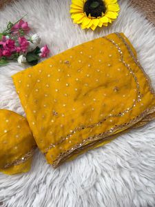 Sari de Seda de Diseño Premium de Boutique India, Bordado a Mano, Estilo Bollywood, Prenda Étnica Elegante para Bodas y Fiestas - Product Image 3