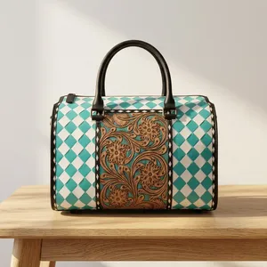 Urban Designer Genuine Leather Shoulder Bag Women <b>Handbag</b> Zipper Purse Portable Daily Travel Bag Floral Aesthetic design - Product Image 6