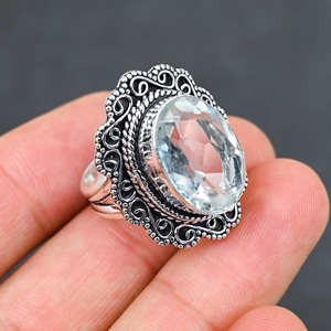 Anillo de Plata con Topacio Blanco Creado en Laboratorio, Corte Ovalado, Hermoso Anillo de Piedra en Forma de Pera, Joyería Hecha a Mano para Bodas y Fiestas - Product Image 2