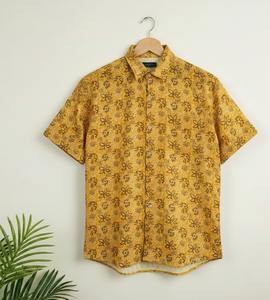 Camisa Casual de Manga Corta a Rayas para Hombre, 100% Algodón, con Estampado Batik Hecho a Mano, Venta al Por Mayor - Product Image 1