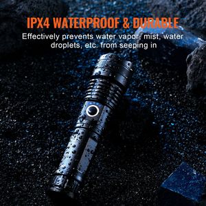 5 Lighting Modes Rechargeable IPX4 <b>LED</b> <b>Flashlight</b> 10000 Lumen High Luminosity Aluminum Alloy Handheld Waterproof Torch - Product Image 6