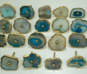 Boutons de meuble et poignées de tiroir en agate naturelle, imitation antique, forme libre, faits main, en pierres précieuses, colorés, pour décoration intérieure, toucher réel, OEM - Product Image 2