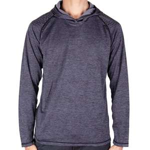 Men's Long Sleeve Hooded Fishing Shirt UPF 50 Sun Protection Pullover <b>Top</b> Dark Gray Solid Quick Dry Performance Wear - Product Image 1
